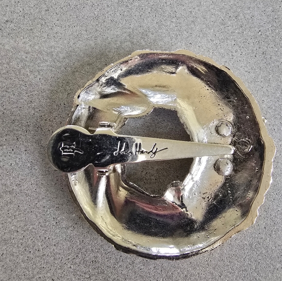 John Hardy Signed Vintage Butterfly Bamboo Brooch Clip Rhodium Plated - Picture 2 of 3